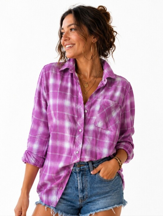 Eddie Bauer Tops - Eddie Bauer Women’s Size XL Pink Plaid Flannel Shirt 100% Cotton Button Front